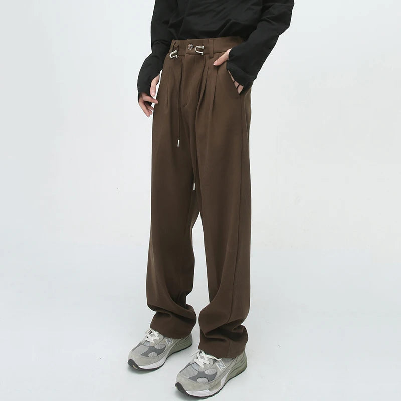 Retro Drawstring Straight Pants