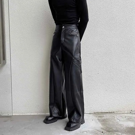 PU Leather Wide Leg Pants