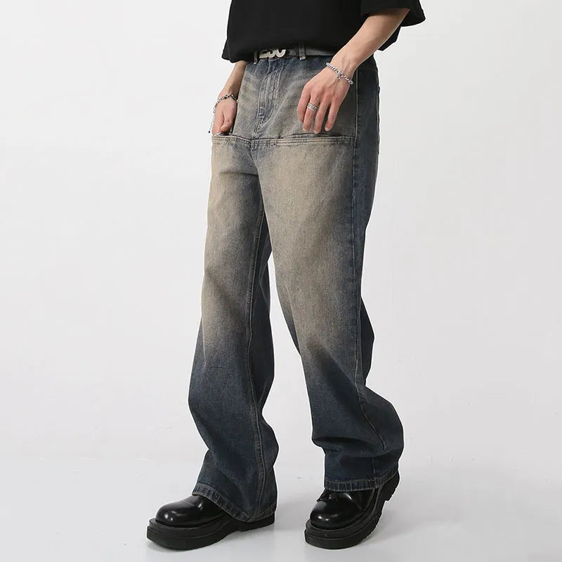 Washed Straight Wide Leg Jeans