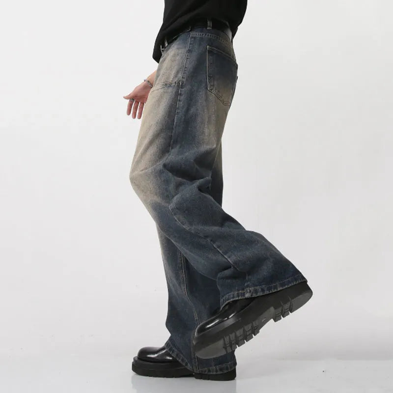 Washed Straight Wide Leg Jeans