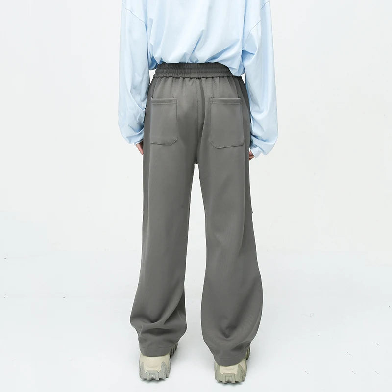 Pleated Straight Pants, Loose Fit