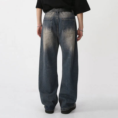 Washed Straight Wide Leg Jeans