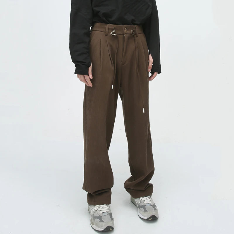 Retro Drawstring Straight Pants