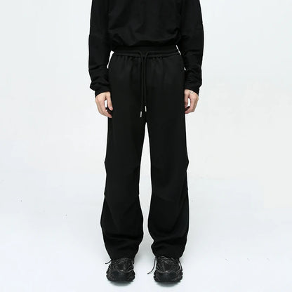 Pleated Straight Pants, Loose Fit