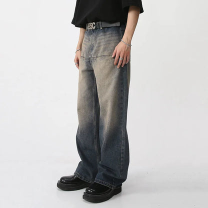 Washed Straight Wide Leg Jeans